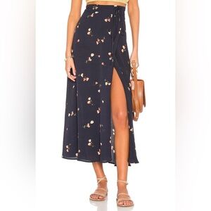 Capulet Navy Floral Thea Midi Wrap Skirt - Size Small